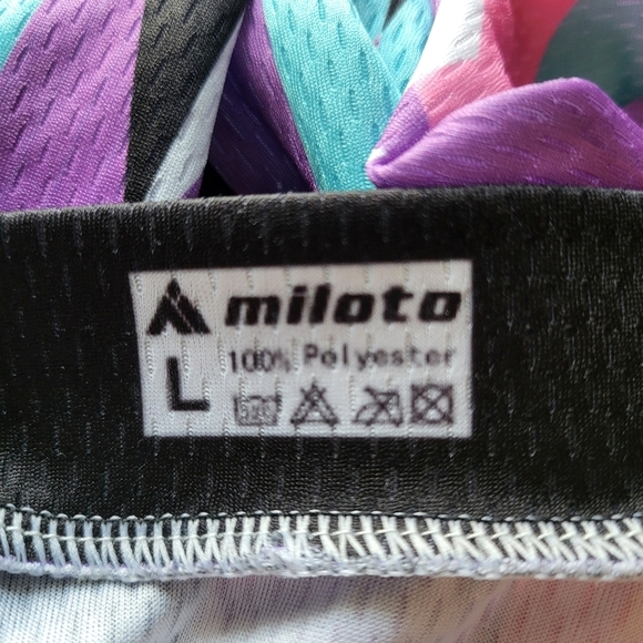 Miloto women's multi colored front zipper short sleeve cycling jersey size L - Picture 9 of 9